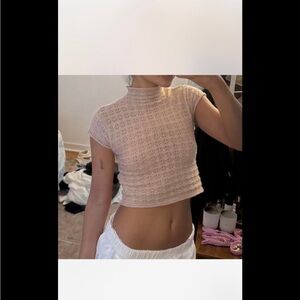 Zara High Neck Knitted Top Light Dusty Pink Medium